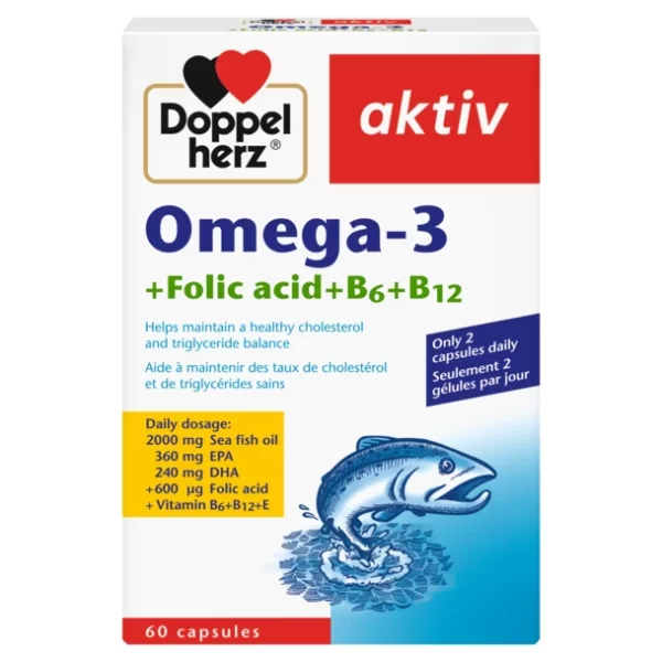 Doppelherz Aktiv Omega-3 + Folic acid + B6 + B12 (60CAPS)