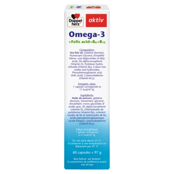 Doppelherz Aktiv Omega-3 + Folic acid + B6 + B12 (60CAPS)