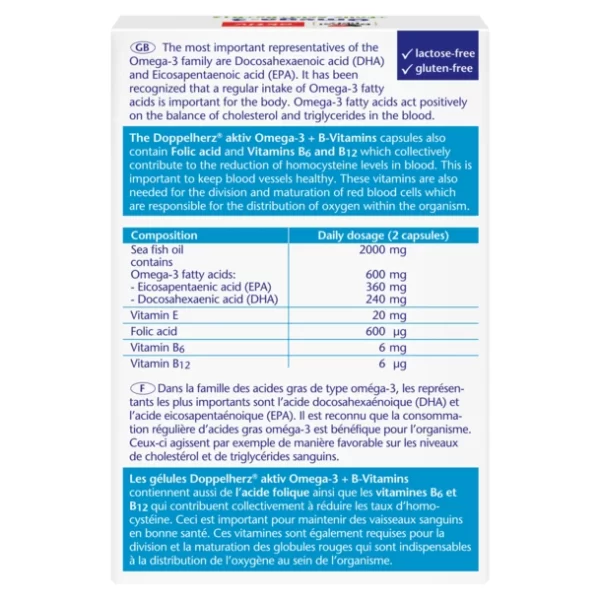 Doppelherz Aktiv Omega-3 + Folic acid + B6 + B12 (60CAPS)