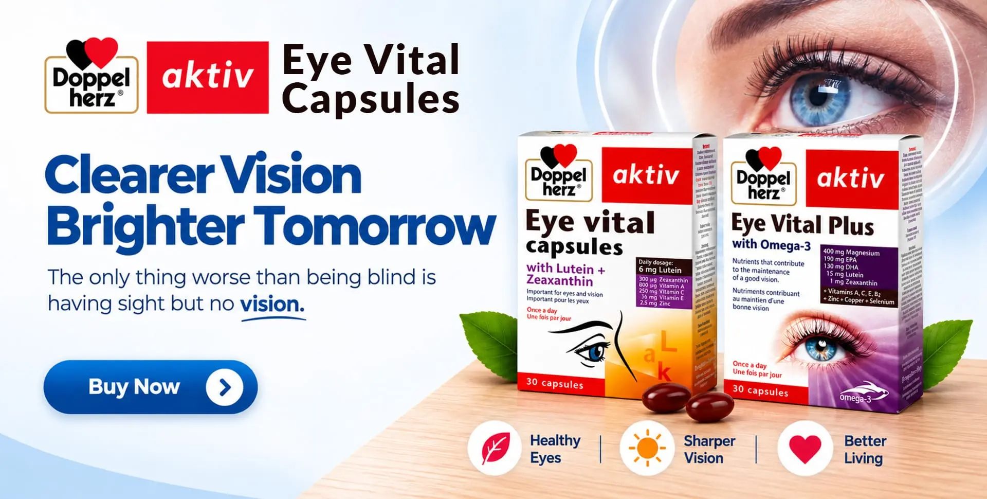 Doppelherz aktiv Eye Vital and Eye Vital Plus with Omega-3 for eye health